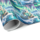Polar Bear Reading a Birthday Grußkarte Geschenkpapier (Rolleneckpunkt)