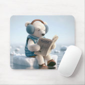 Polar Bear Reading a Newspapier Mousepad (Mit Mouse)