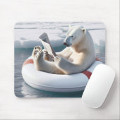 Polar Bear Reading a Newspapier Mousepad (Mit Mouse)