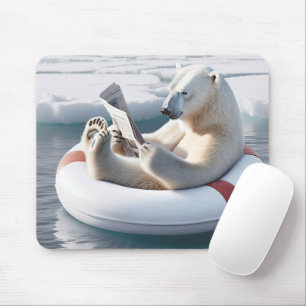 Polar Bear Reading a Newspapier Mousepad