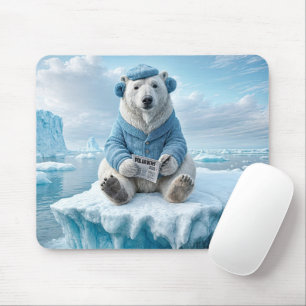 Polar Bear Reading a Newspapier Mousepad