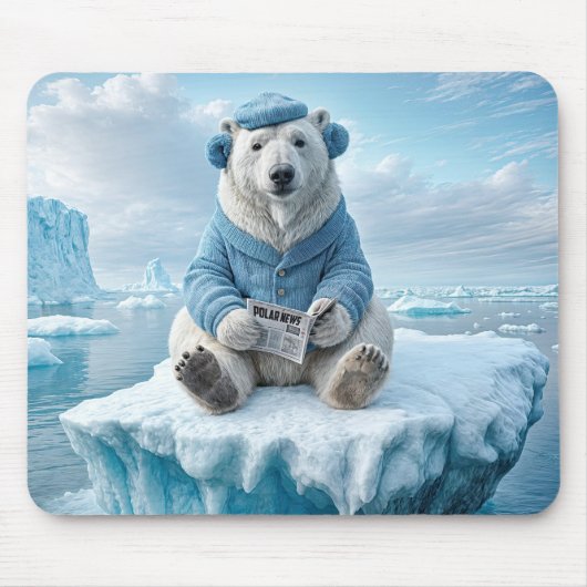 Polar Bear Reading a Newspapier Mousepad (Vorne)