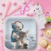 Polar Bear Reading a Newspapier Pappteller (Party)
