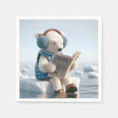 Polar Bear Reading a Newspapier Serviette (Vorderseite)