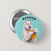 Polar Bear Reading Art - Reservierung Button (Vorne & Hinten)