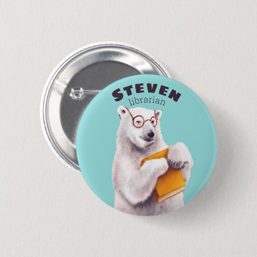 Polar Bear Reading Art - Reservierung Button (Vorne & Hinten)