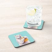 Polar Bear Reading Art - Reservierung Getränkeuntersetzer (Rechte Seite)