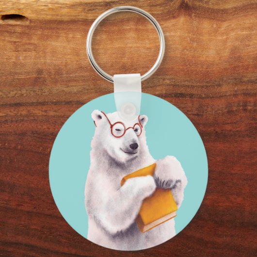 Polar Bear Reading Art - Reservierung Schlüsselanhänger (Vorderseite)