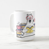 Polar Bear Reading Book Kaffeetasse (Vorderseite Links)