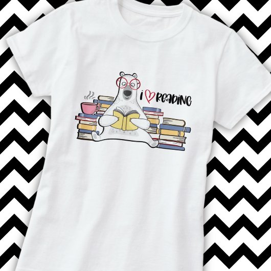 Polar Bear Reading Book T-Shirt