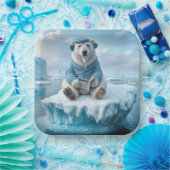 Polar Bear Reading the Newspapier Pappteller (Party)