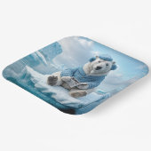 Polar Bear Reading the Newspapier Pappteller (Gewinkelt)