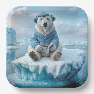 Polar Bear Reading the Newspapier Pappteller