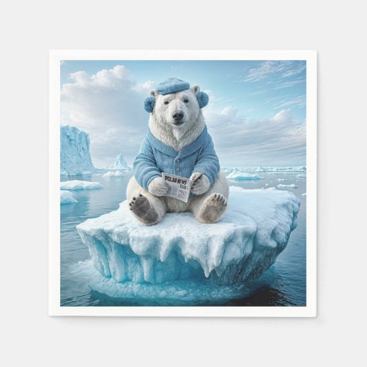 Polar Bear Reading the Newspapier Serviette (Vorderseite)