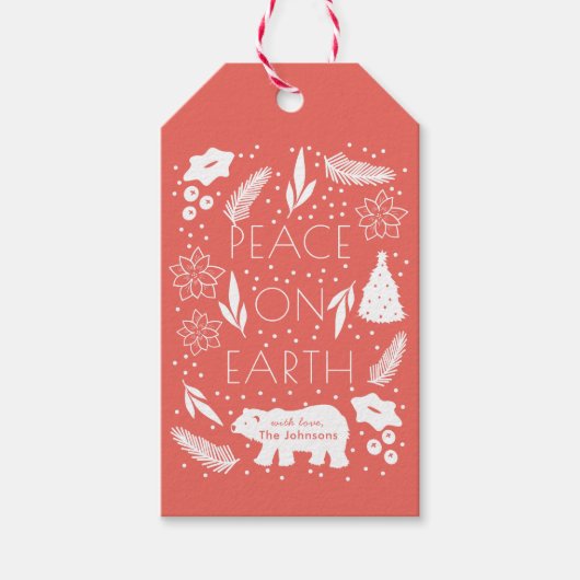 Polar Bear Red Foliage Weihnachtsgeschenk-Tag Geschenkanhänger (Vorderseite)