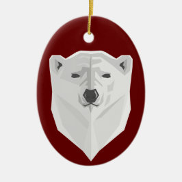 Polar Bear & Red Keramik Ornament