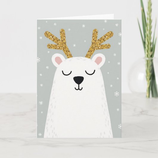 Polar Bear Reindeer Christmas Card Karte (Vorderseite)