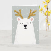 Polar Bear Reindeer Christmas Card Karte (Gelbe Blume)