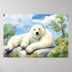 Polar Bear Relaxen Relaxen Animal Fun Happy Cool Poster