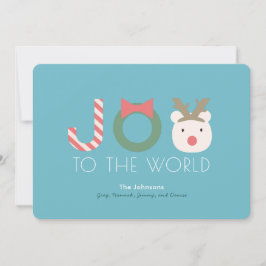 Polar Bear Rentier Headpiece Blue Christmas Card Feiertagskarte