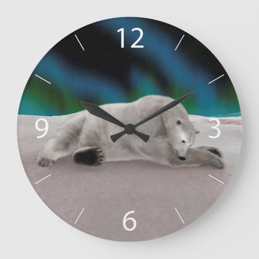 Polar Bear Resting Große Wanduhr (Vorderseite)