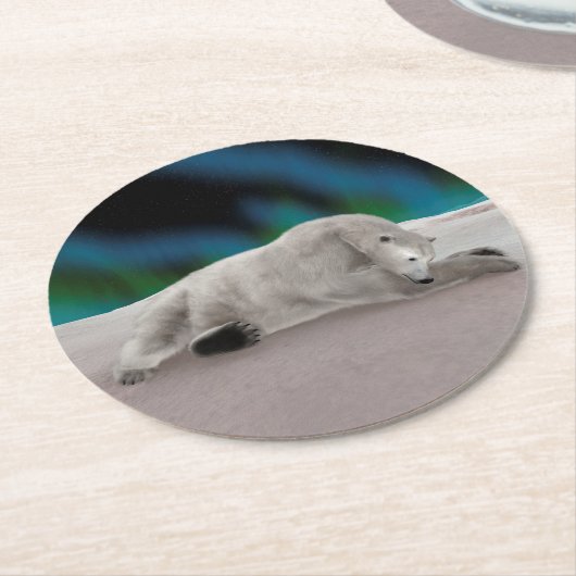 Polar Bear Resting Runder Pappuntersetzer (Angewinkelt)