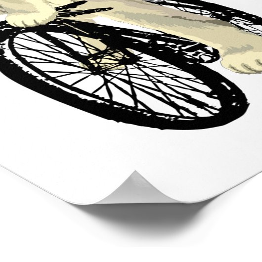 Polar Bear Riding a Bike , Funny Bear Poster (Ecke)