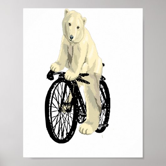 Polar Bear Riding a Bike , Funny Bear Poster (Vorne)