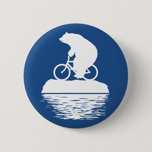 Polar Bear Riding Bicycle on Iceberg Button (Vorderseite)