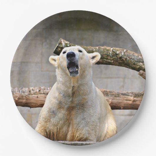 Polar Bear Roaring Pappteller (Vorderseite)