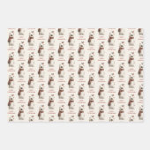Polar Bear Robin Pattern White and cream Christmas Geschenkpapier Set (Vorderseite)