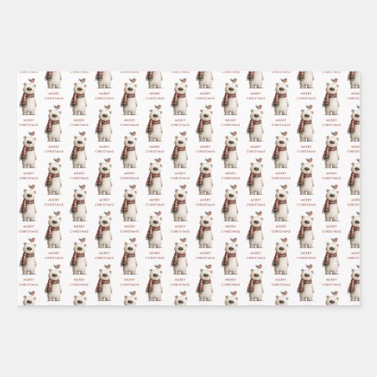Polar Bear Santa and Reindeer Christmas Geschenkpapier Set (Vorderseite 3)