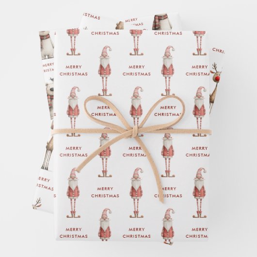 Polar Bear Santa and Reindeer Christmas Geschenkpapier Set (Beispiel)