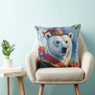 Polar Bear Santa Christmas Design Kissen