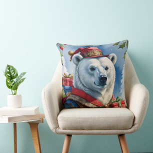 Polar Bear Santa Christmas Design Kissen