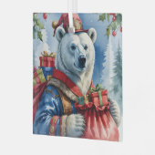 Polar Bear Santa Christmas Design Ornament Aus Glas (Vorderseite links)