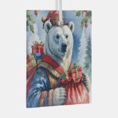 Polar Bear Santa Christmas Design Ornament Aus Glas (Vorderseite Rechts)
