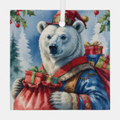 Polar Bear Santa Christmas Design Ornament Aus Glas (Rückseite)