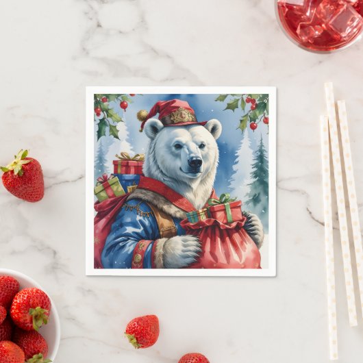 Polar Bear Santa Christmas Design Serviette (Beispiel)