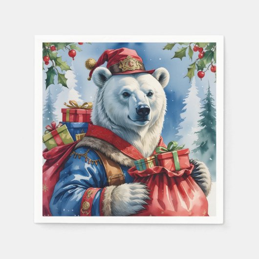 Polar Bear Santa Christmas Design Serviette (Vorderseite)