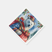 Polar Bear Santa Christmas Design Serviette (Ecke)