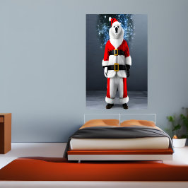 Polar Bear Santa Claus | AI Art Poster