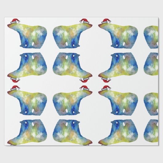 Polar Bear Santa Wrapping Paper Geschenkpapier (Flach)