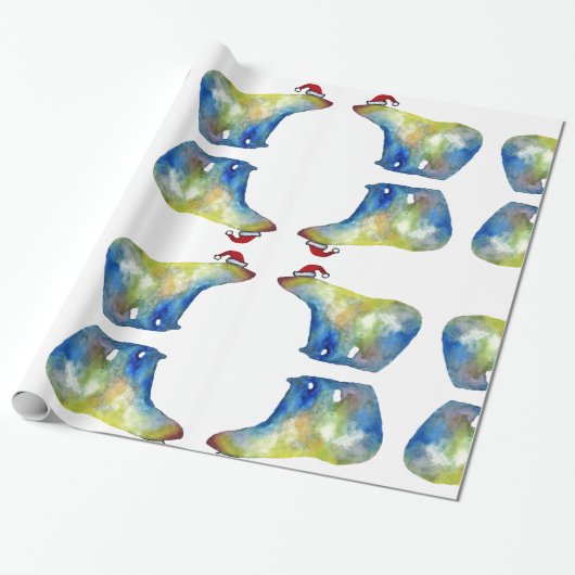 Polar Bear Santa Wrapping Paper Geschenkpapier (Ungerollt)