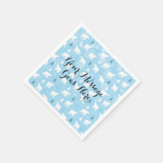 Polar Bear Schneeflocken fügen Ihre Nachricht hinz Serviette (Ecke)