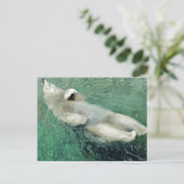 Polar Bear Schwimmen auf seiner Rückseite Postkarte (Stehend Vorderseite)
