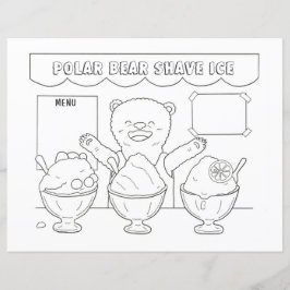 Polar Bear Shave Ice kids Colour Page / Sheet