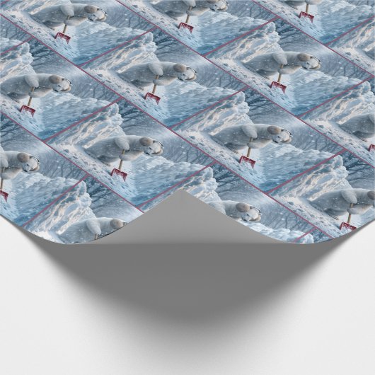 Polar Bear Shooting Snow Geschenkpapier (Ecke)