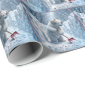 Polar Bear Shooting Snow Geschenkpapier (Rolleneckpunkt)