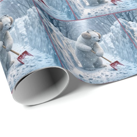 Polar Bear Shooting Snow Geschenkpapier (Rolleneckpunkt)